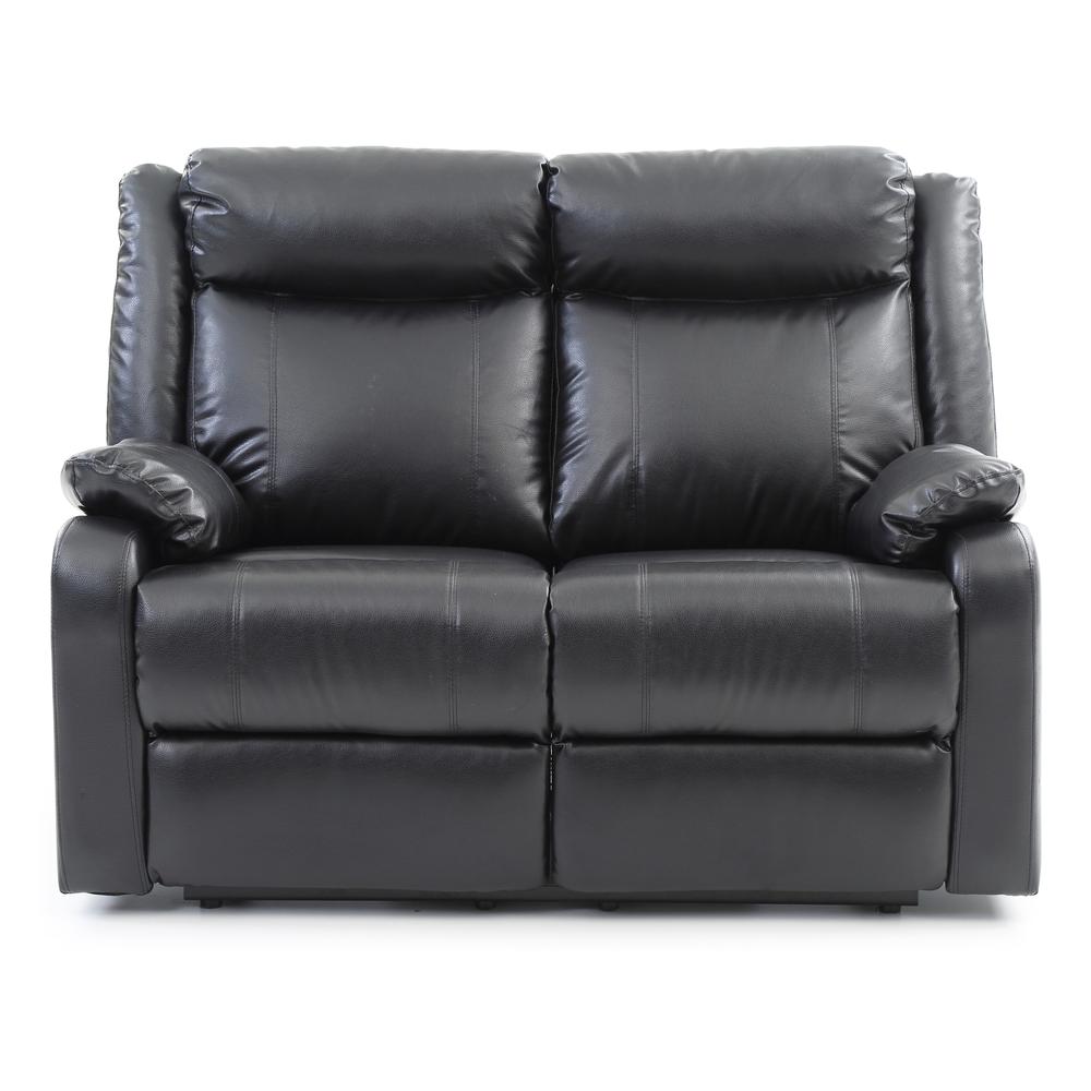 Ward 55 in. Black Faux leather 2-Seater Reclining Sofa with Pillow Top Arm. Picture 1