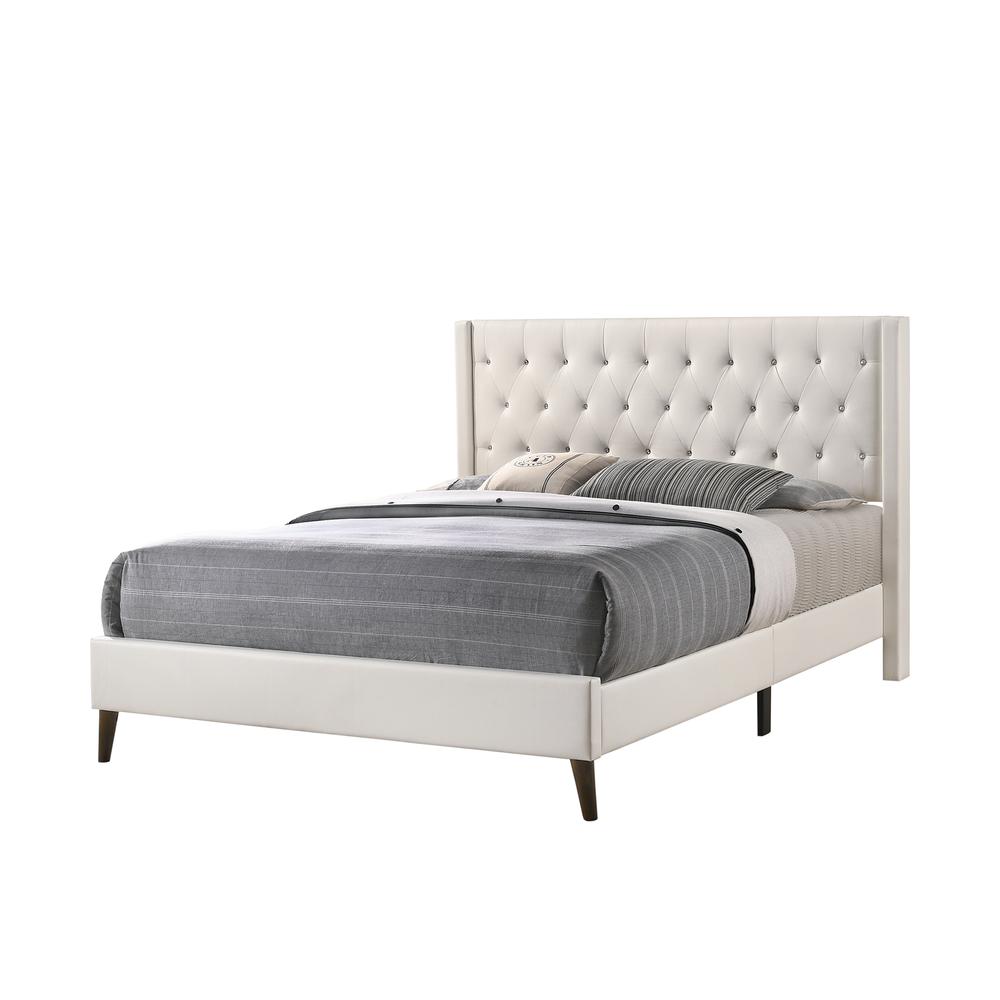 Bergen White Queen Tufted Panel Bed. Picture 1