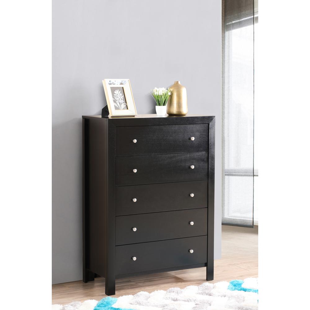 Burlington Black 5 Drawer Chest of Drawers (34 in L. X 17 in W. X 48 in H.). Picture 7
