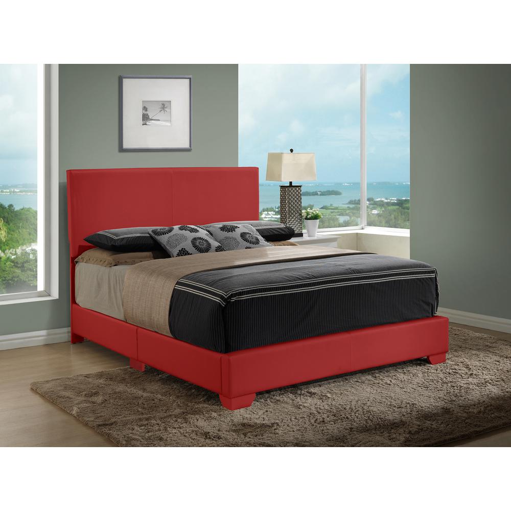 Aaron Dark Red Upholstered King Panel Bed. Picture 3