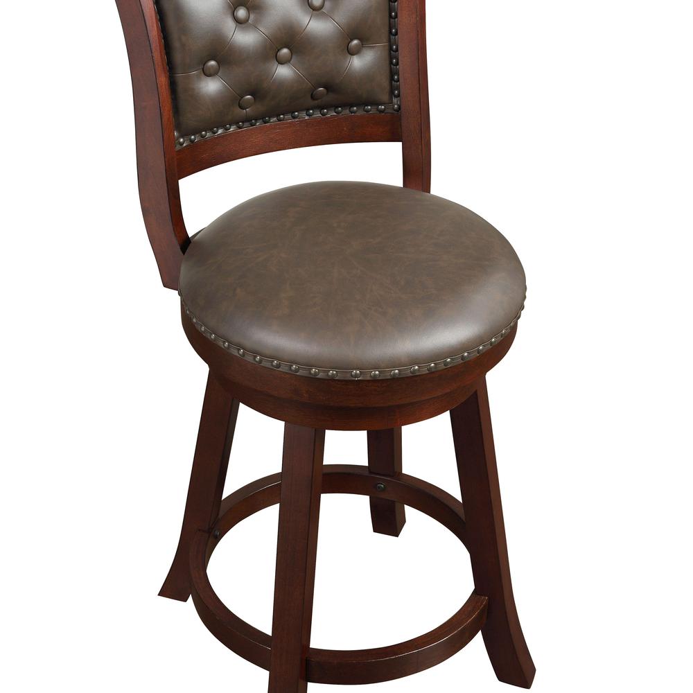 SH Tufted 39.5 in. Mahogany High Back Wood 24 in. Bar Stool. Picture 5