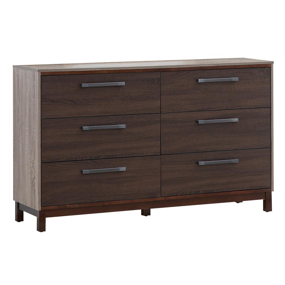 Magnolia 6-Drawer Brown Dresser (35.5 in. X 15.5 in. X 59 in.). Picture 2