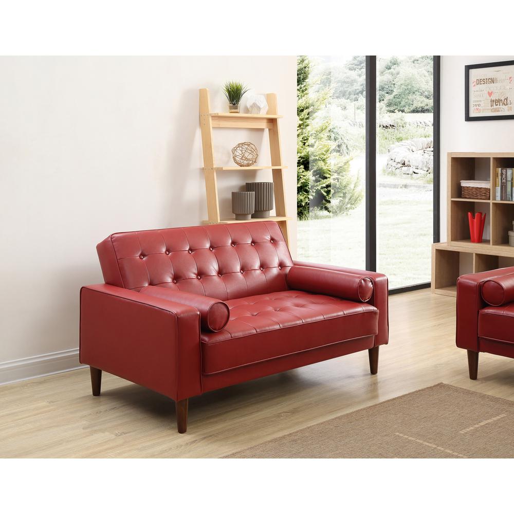 Andrews 60 in. W Flared Arm Faux Leather Straight Sofa in Red. Picture 5