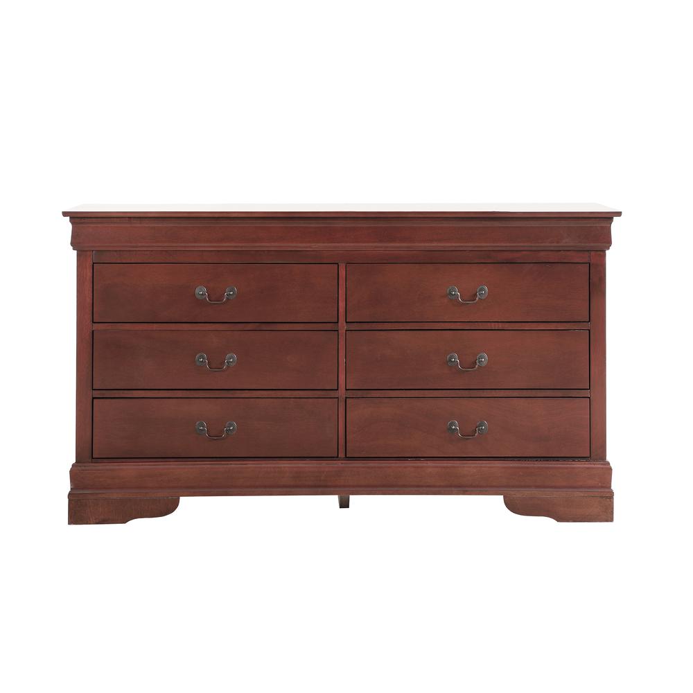 Louis Phillipe 6-Drawer Cherry Double Dresser (33 in. X 18 in. X 60 in.). Picture 1