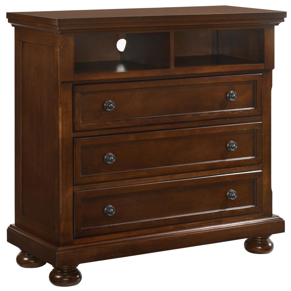 Meade Cherry 3-Drawer Chest of Drawers (44 in. L X 18 in. W X 41 in. H). Picture 2