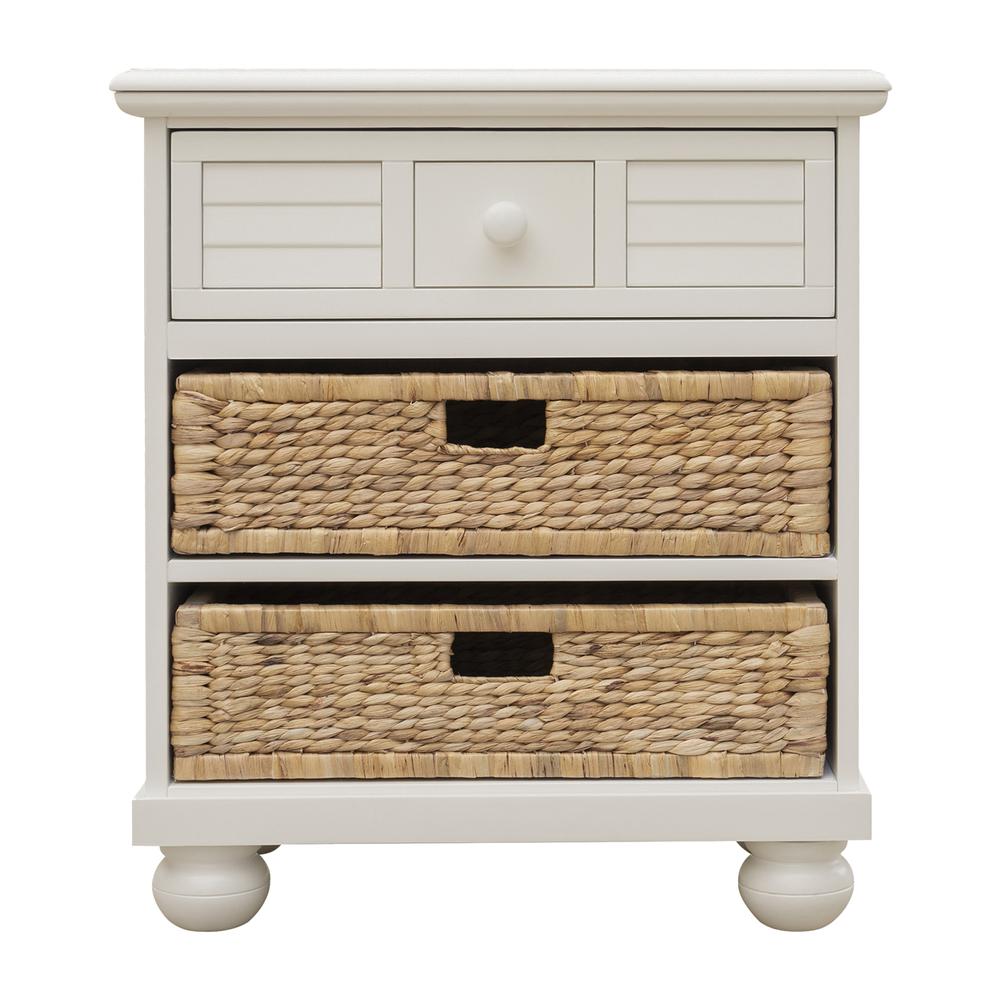 1-Drawer Antique White and Cream Nightstand 28.75 in. H x 25.5 in. W x 15.25 in. D. Picture 1