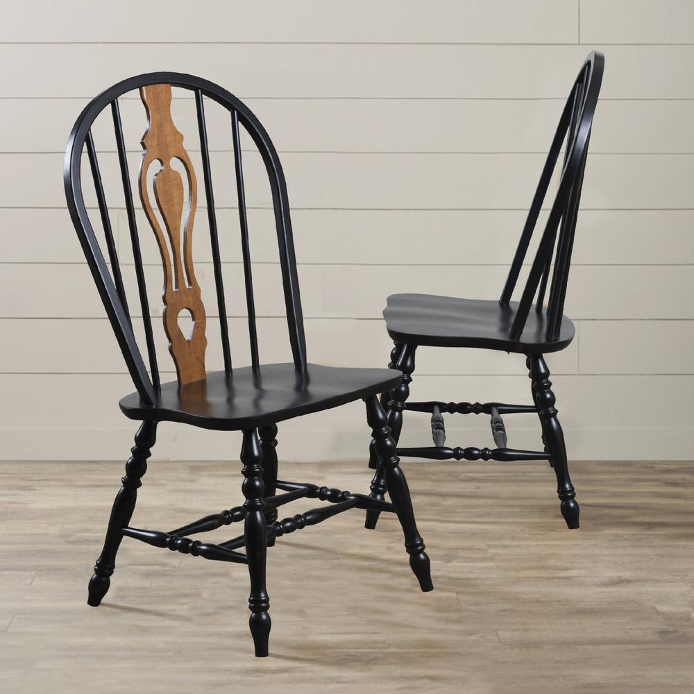 Distressed Antique Black with Cherry Rub Side Chair (Set of 2), BH-124-S-AB-2. Picture 5