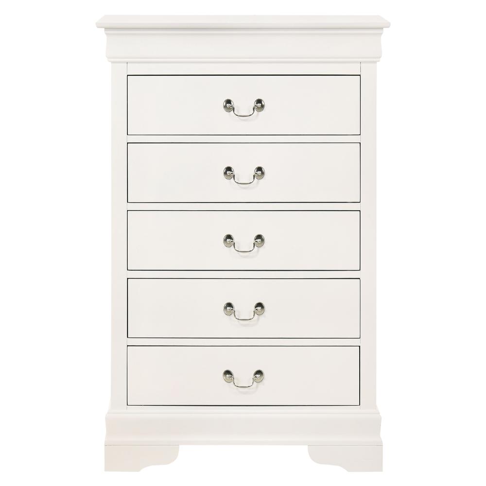 Louis Phillipe II White 5 Drawer Chest of Drawers (31 in L. X 16 in W. X 48 in H.). Picture 2