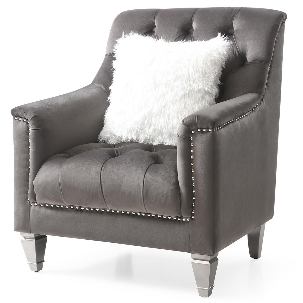 Dania Gray Upholstered Accent Chair. Picture 2