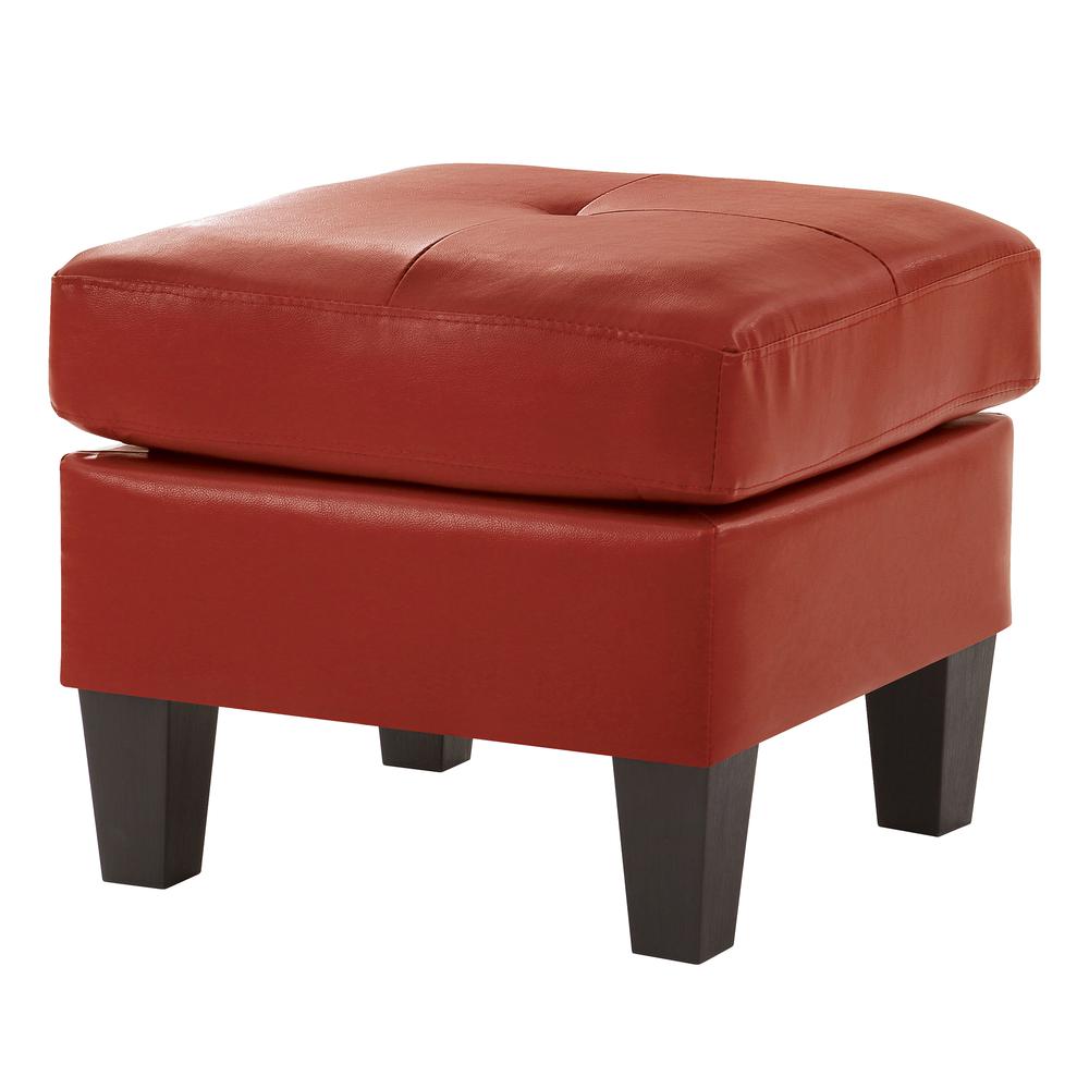 Newbury Red Faux Leather Upholstered Ottoman. Picture 1