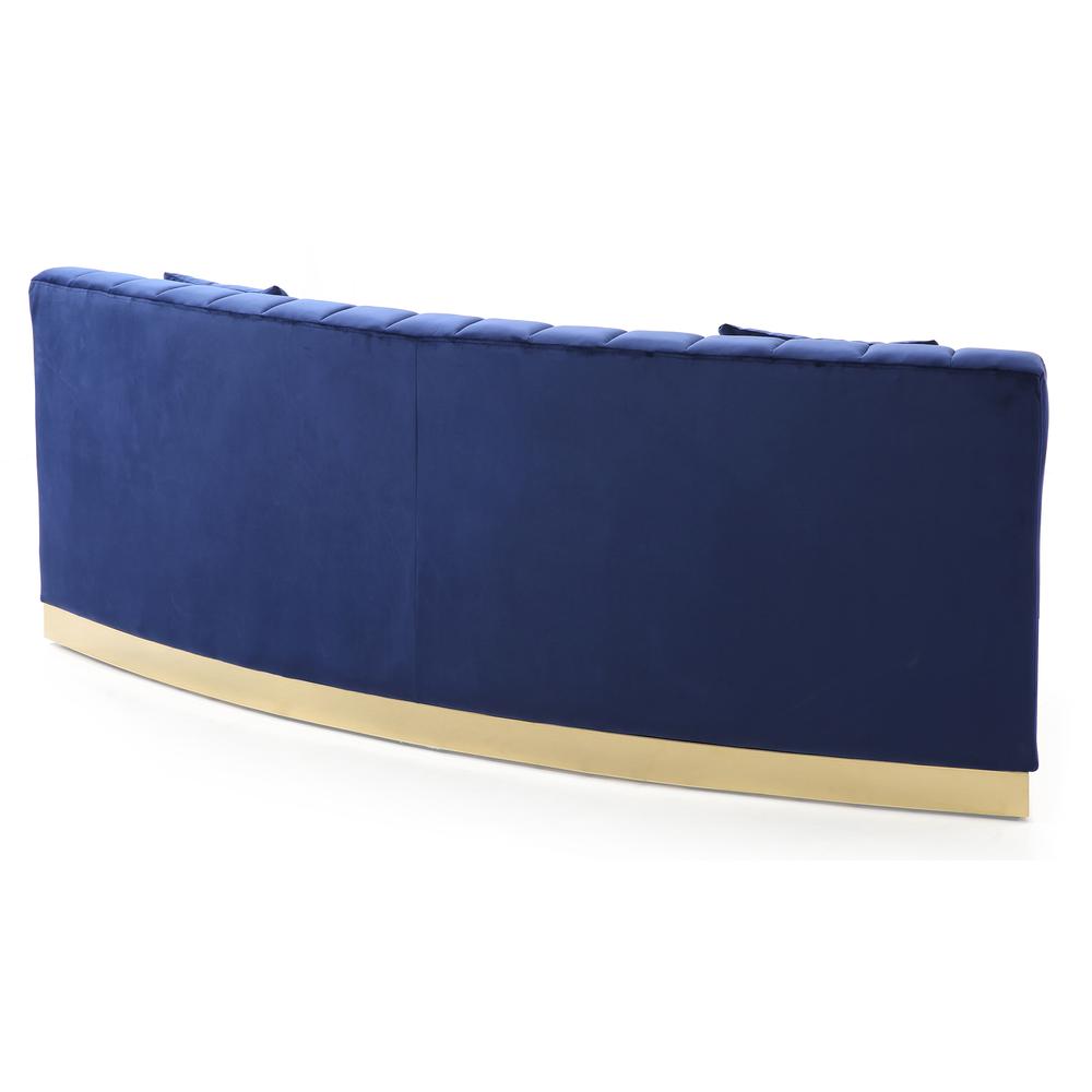 Brentwood 89 in. W Armless Velvet Curved Sofa in Blue, PF-G0432-S. Picture 4