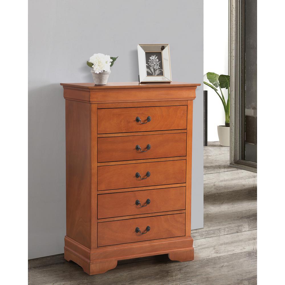Louis Phillipe Oak 5 Drawer Chest of Drawers (33 in L. X 18 in W. X 48 in H.). Picture 7
