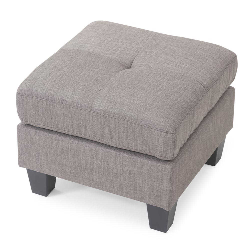 Newbury Gray Twill Upholstered Ottoman. Picture 3