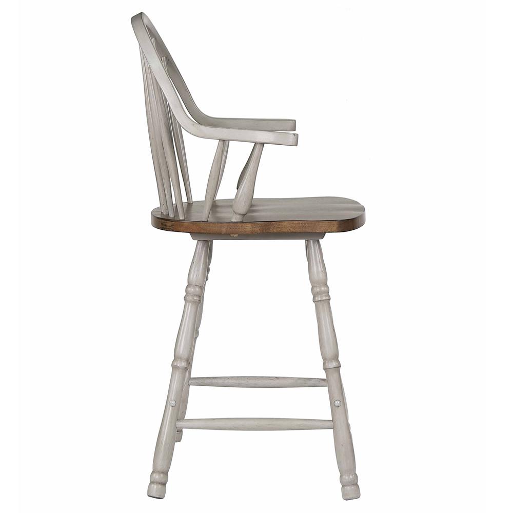 41 in. Distressed Light Gray and Nutmeg Brown High Back Wood Frame 24 in. Bar Stool (Set of 2). Picture 3