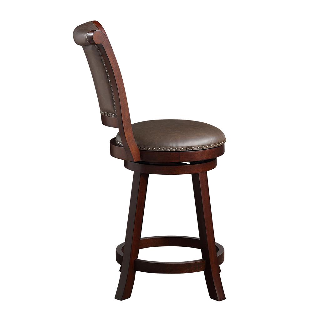 SH Tufted 39.5 in. Mahogany High Back Wood 24 in. Bar Stool. Picture 4