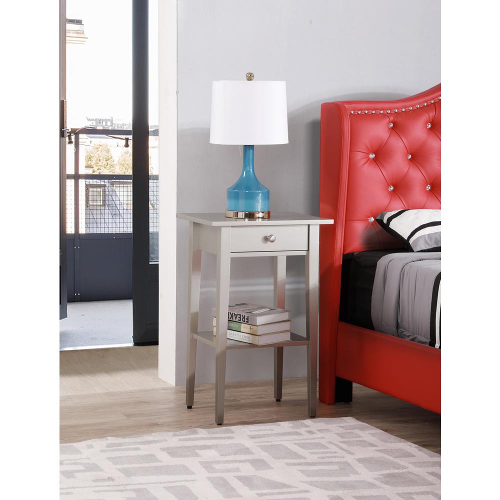 Dalton 1-Drawer Silver Champagne Nightstand (28 in. H x 14 in. W x 18 in. D). Picture 6