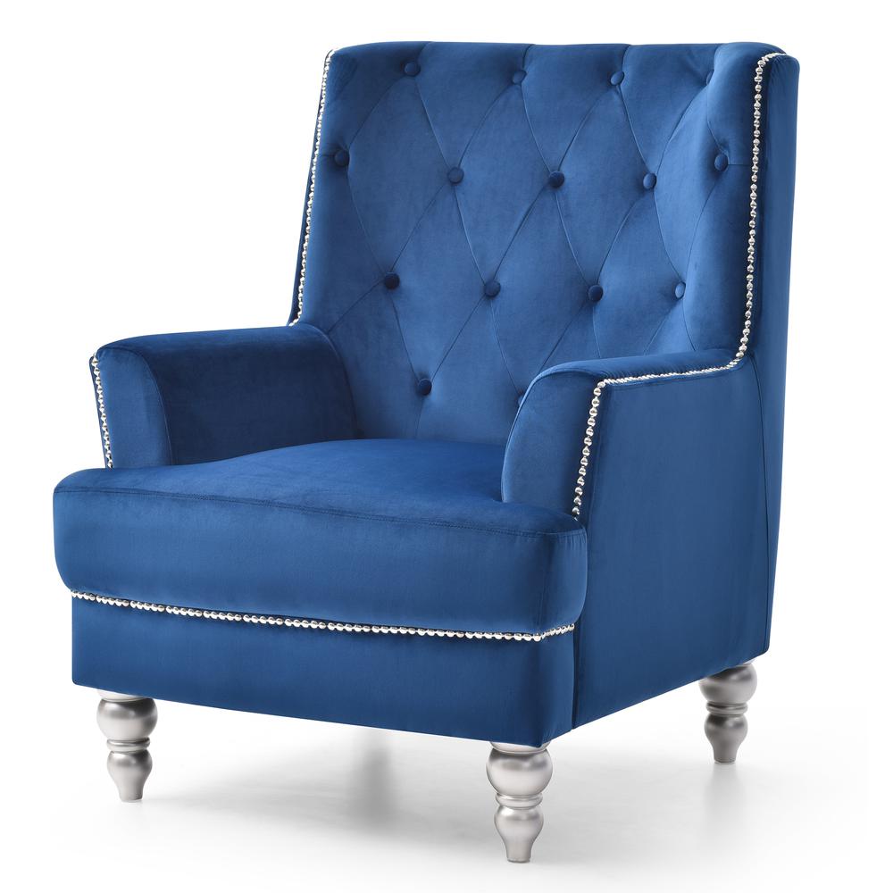 Pamona Navy Blue Upholstered Accent Chair. Picture 2