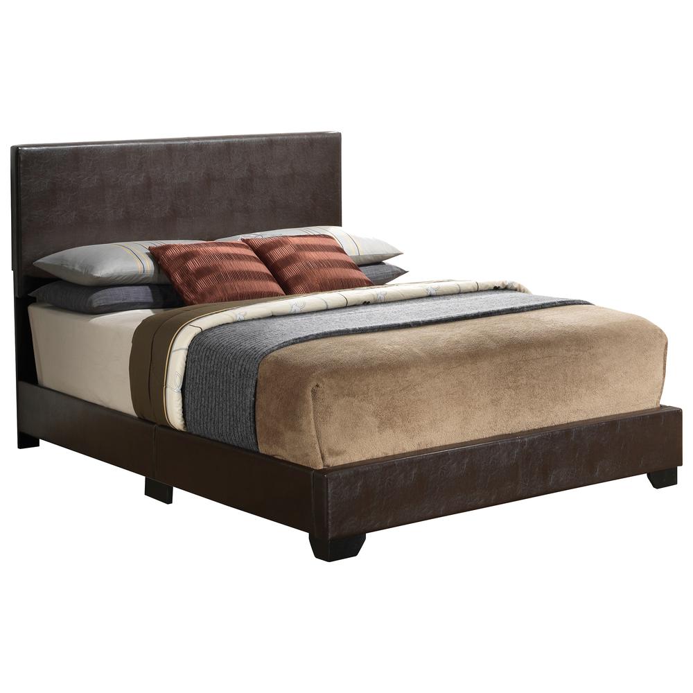 Aaron Cappuccino Upholstered King Panel Bed. Picture 1