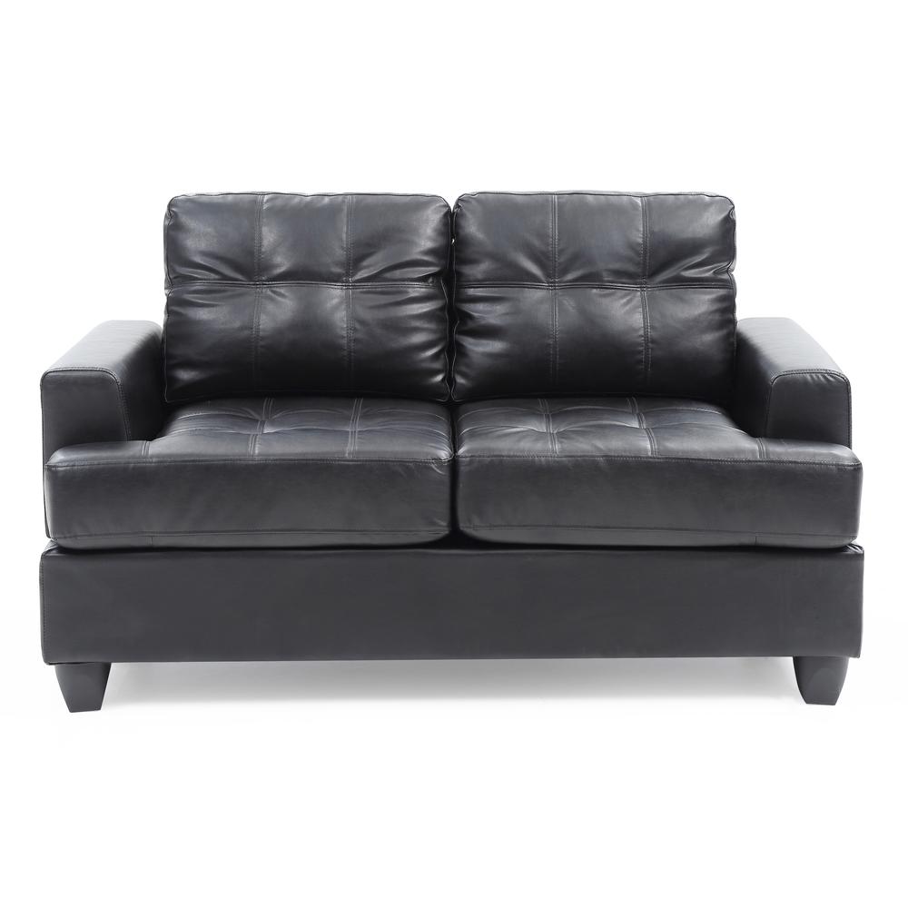 Sandridge 58 in. W Flared Arm Faux Leather Straight Sofa in Black. The main picture.