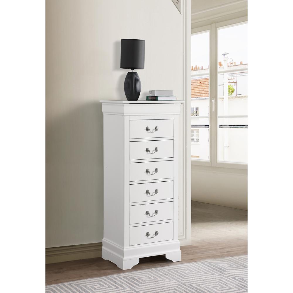 Louis Phillipe White 7 Drawer Chest of Drawers (22 in L. X 16 in W. X 51 in H.). Picture 7