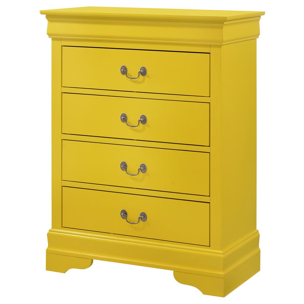 Louis Phillipe Yellow 4 Drawer Chest of Drawers (41 in L. X 16 in W. X 41 in H.). Picture 1