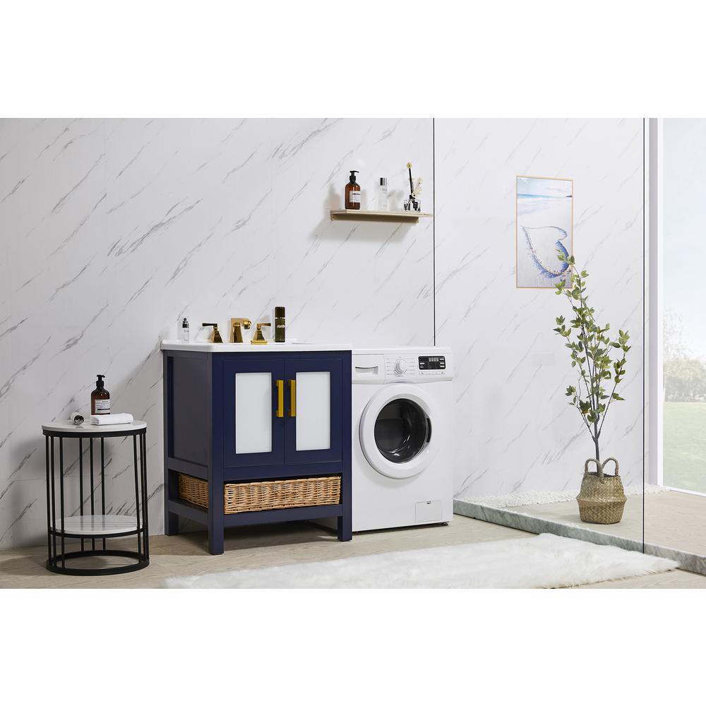 27 in. x 34 in. Dark Blue Engineered Wood Laundry Sink with a Basket Included. Picture 10