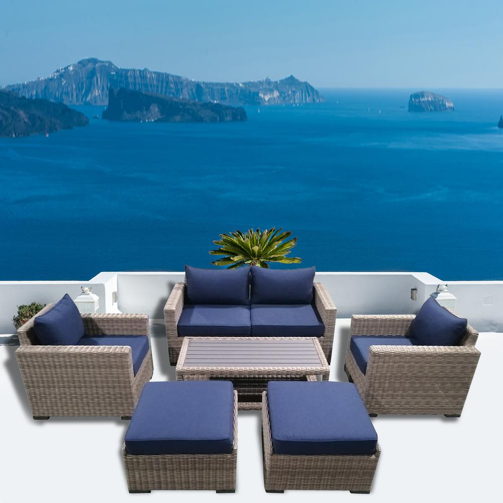 7-Piece Outdoor Patio Furniture Set Wicker Rattan Sectional Sofa & Couch with Coffee Table, CS-W12. Picture 6