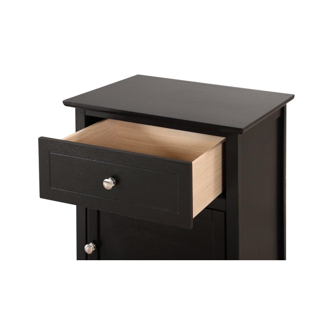 Lzzy 1-Drawer Black Nightstand (25 in. H x 15 in. W x 19 in. D). Picture 3