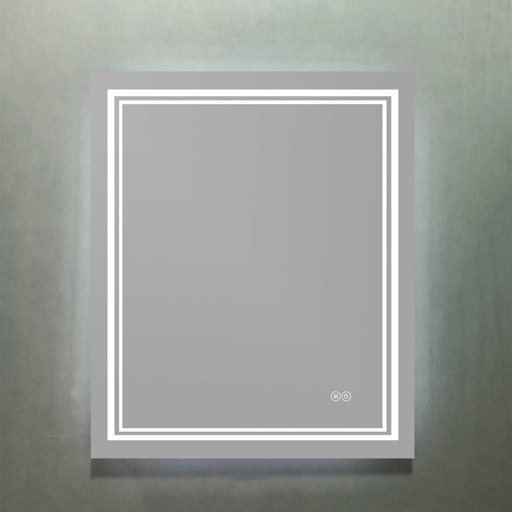 30 in. W x 36 in. H Rectangular Frameless Anti-Fog Wall Bathroom LED Vanity Mirror in Silver. Picture 9