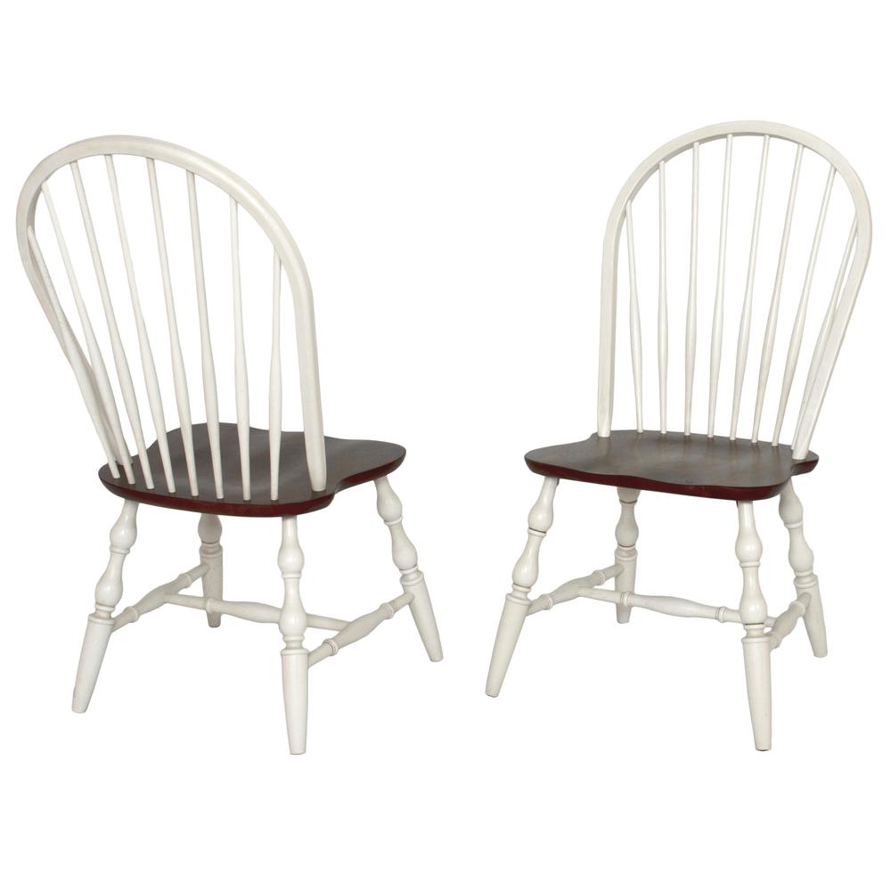 Andrews Distressed Antique White with Chestnut Brown Side Chair (Set of 2). Picture 2