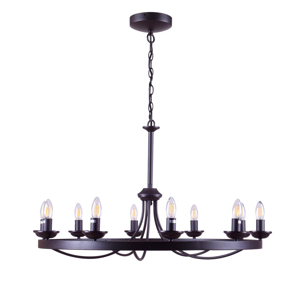 Erica 10-Light Candle Style Wagon Wheel Chandelier. Picture 1