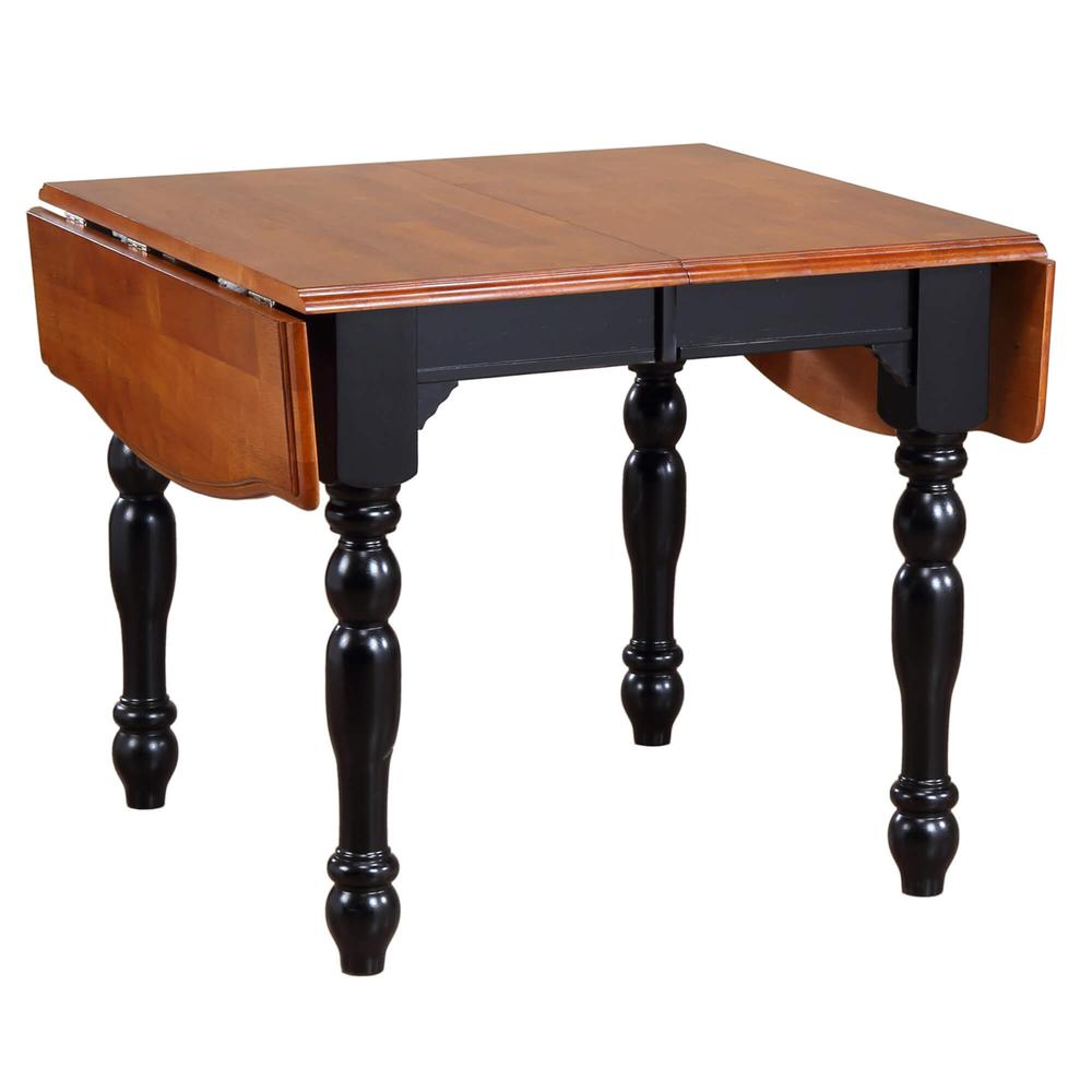 Oak Selections 36 in. Rectangle Distressed Antique Black with Cherry Wood Dining Table (Seats 8). Picture 4