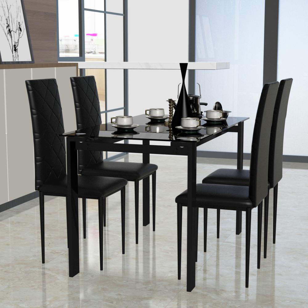 Tansole Black PU Leather with Metal Frame Dining Chairs (Set of 4). Picture 4