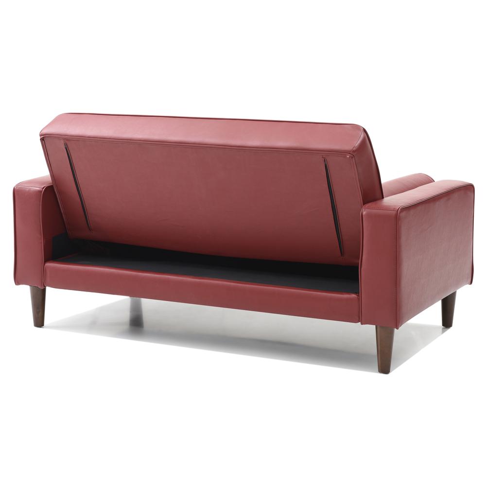 Andrews 60 in. W Flared Arm Faux Leather Straight Sofa in Red. Picture 4