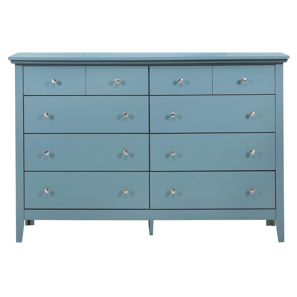 Hammond 10-Drawer Teal Double Dresser (39 in. X 18 in. X 58 in.). Picture 1