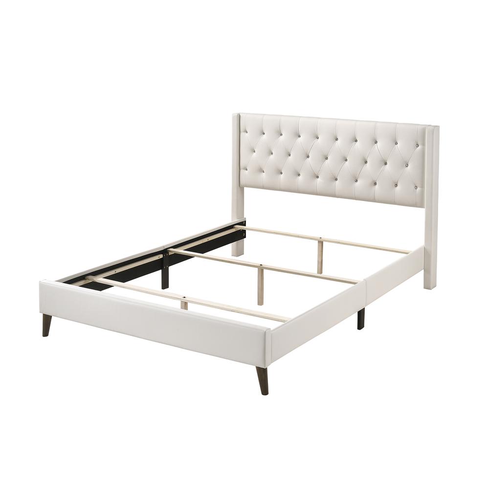 Bergen White Queen Tufted Panel Bed. Picture 4