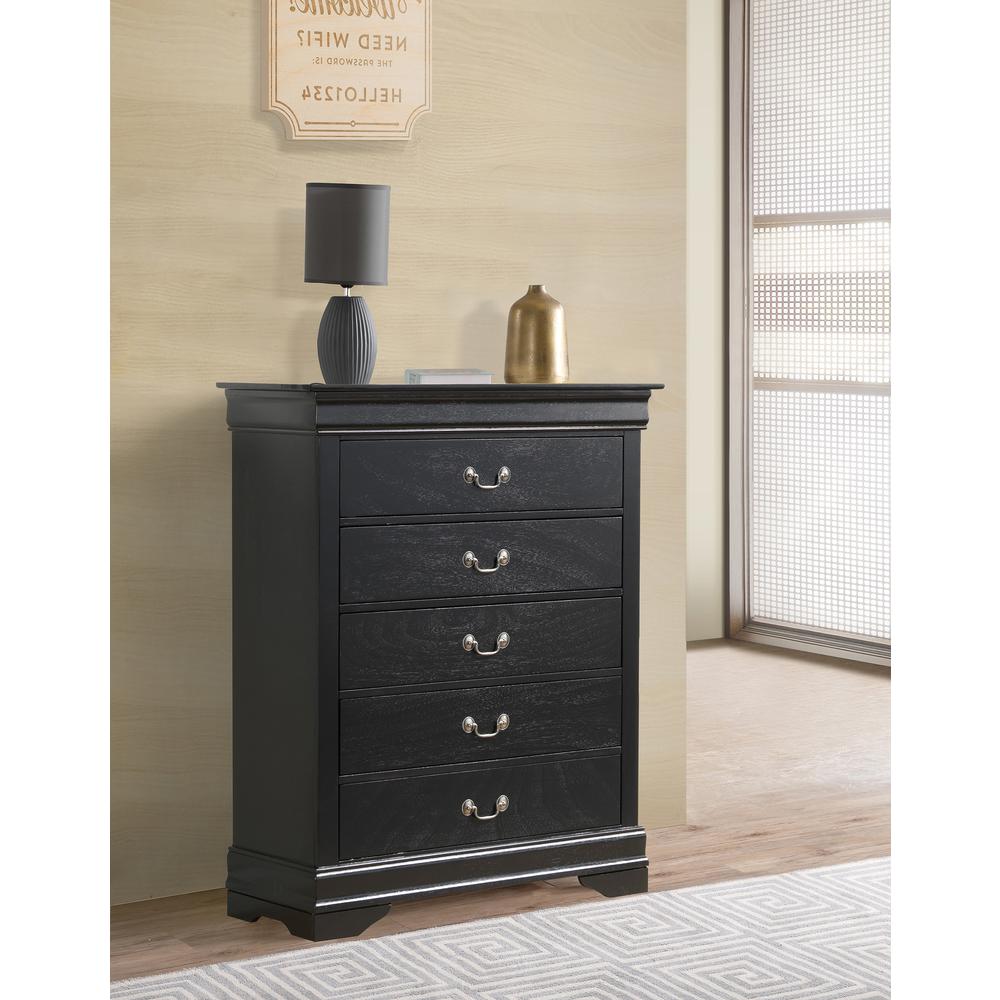 Louis Phillipe Black 5 Drawer Chest of Drawers (33 in L. X 18 in W. X 48 in H.). Picture 3