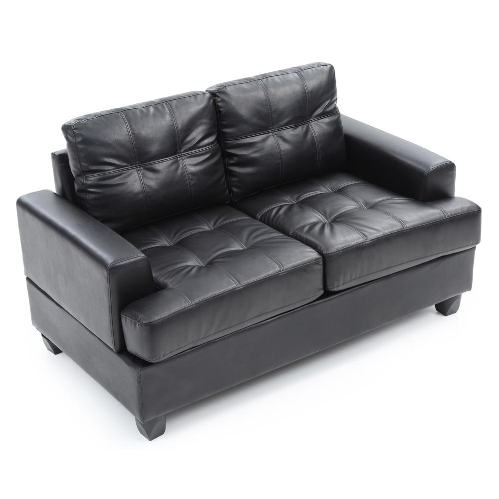 Sandridge 58 in. W Flared Arm Faux Leather Straight Sofa in Black. Picture 3