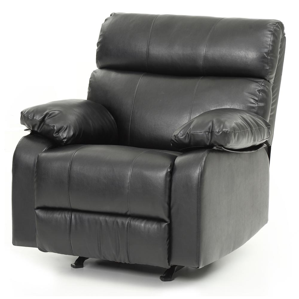 Manny Black Faux Leather Upholstery Reclining Chair. Picture 3