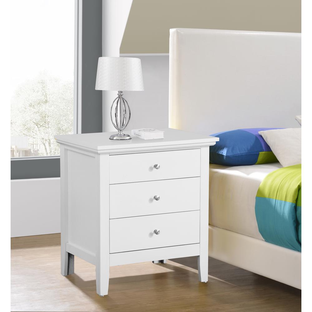 Hammond 3-Drawer White Nightstand (26 in. H x 18 in. W x 24 in. D). Picture 6
