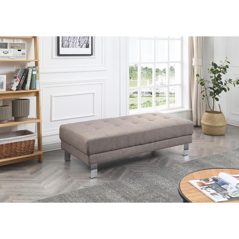 Riveredge Gray Polyester Upholstered Ottoman. Picture 5
