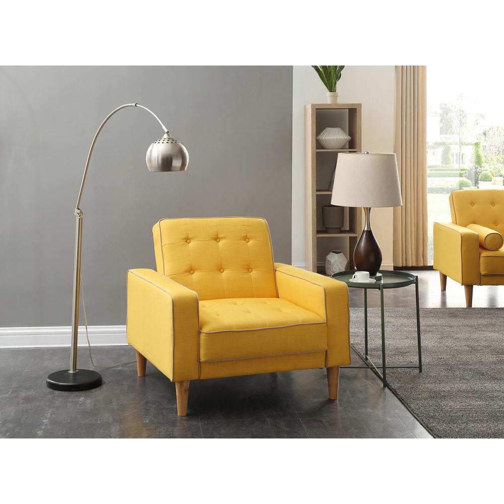 Andrews Yellow Tufted Accent Chair. Picture 5