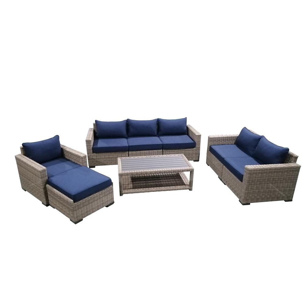 8-Piece Outdoor Patio Furniture Set Wicker Rattan Sectional Sofa & Couch with Coffee Table, CS-W15. The main picture.