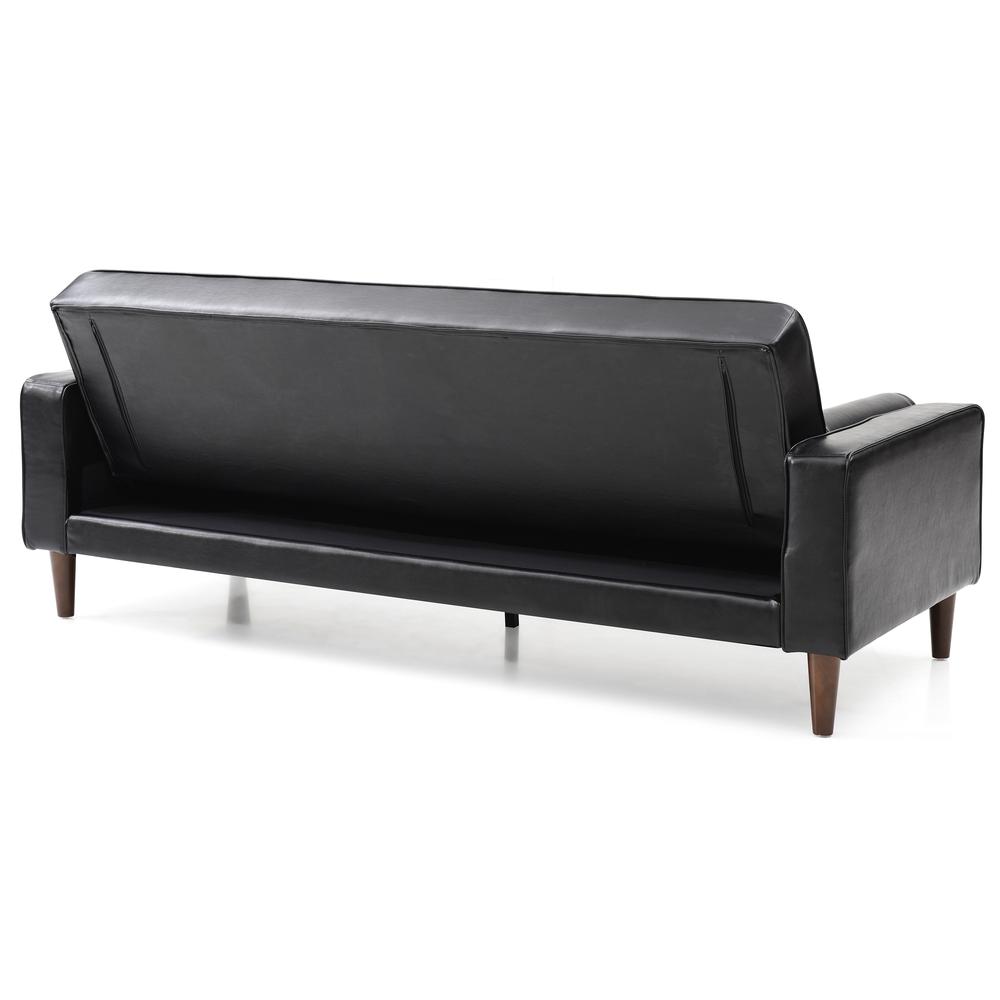Andrews 85 in. W Flared Arm Faux Leather Straight Sofa in Black. Picture 4