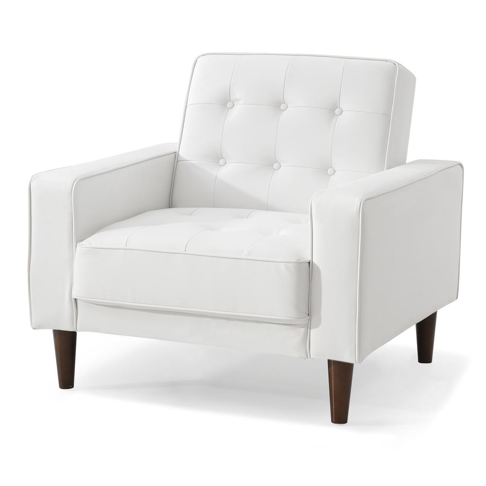 Andrews White Tufted Accent Chair. Picture 2