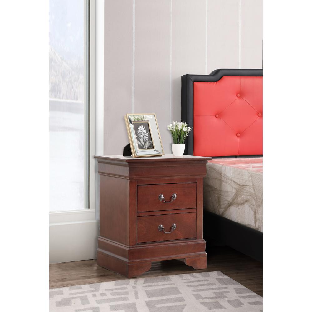 Louis Philippe 2-Drawer Cherry Nightstand (24 in. H X 21 in. W X 16 in. D). Picture 5
