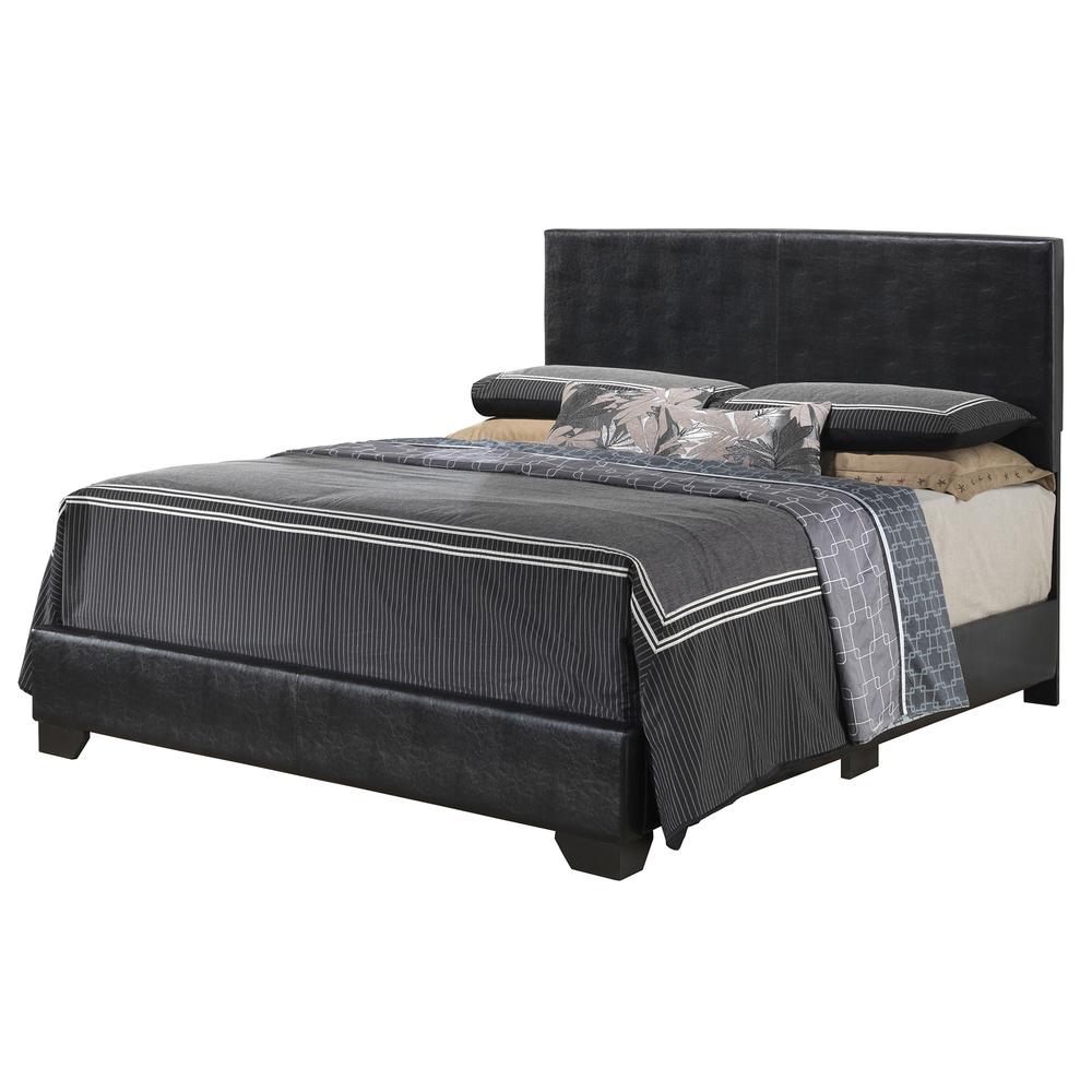 Aaron Black Upholstered Queen Panel Bed. Picture 1