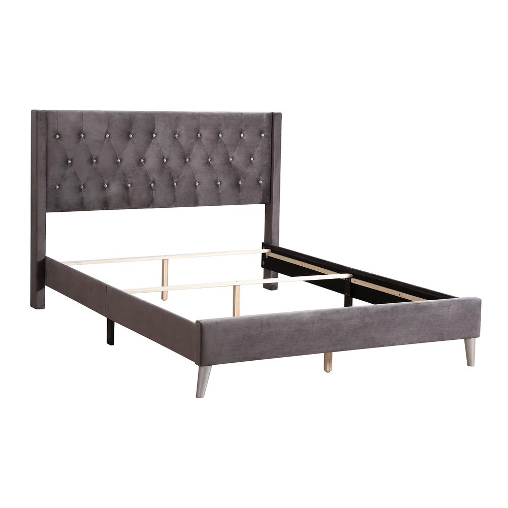 Bergen Dark Gray Full Tufted Panel Bed. Picture 3