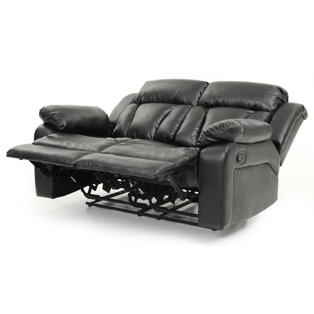 Daria 62 in. W Flared Arm Faux Leather Straight Reclining Sofa in Black. Picture 5