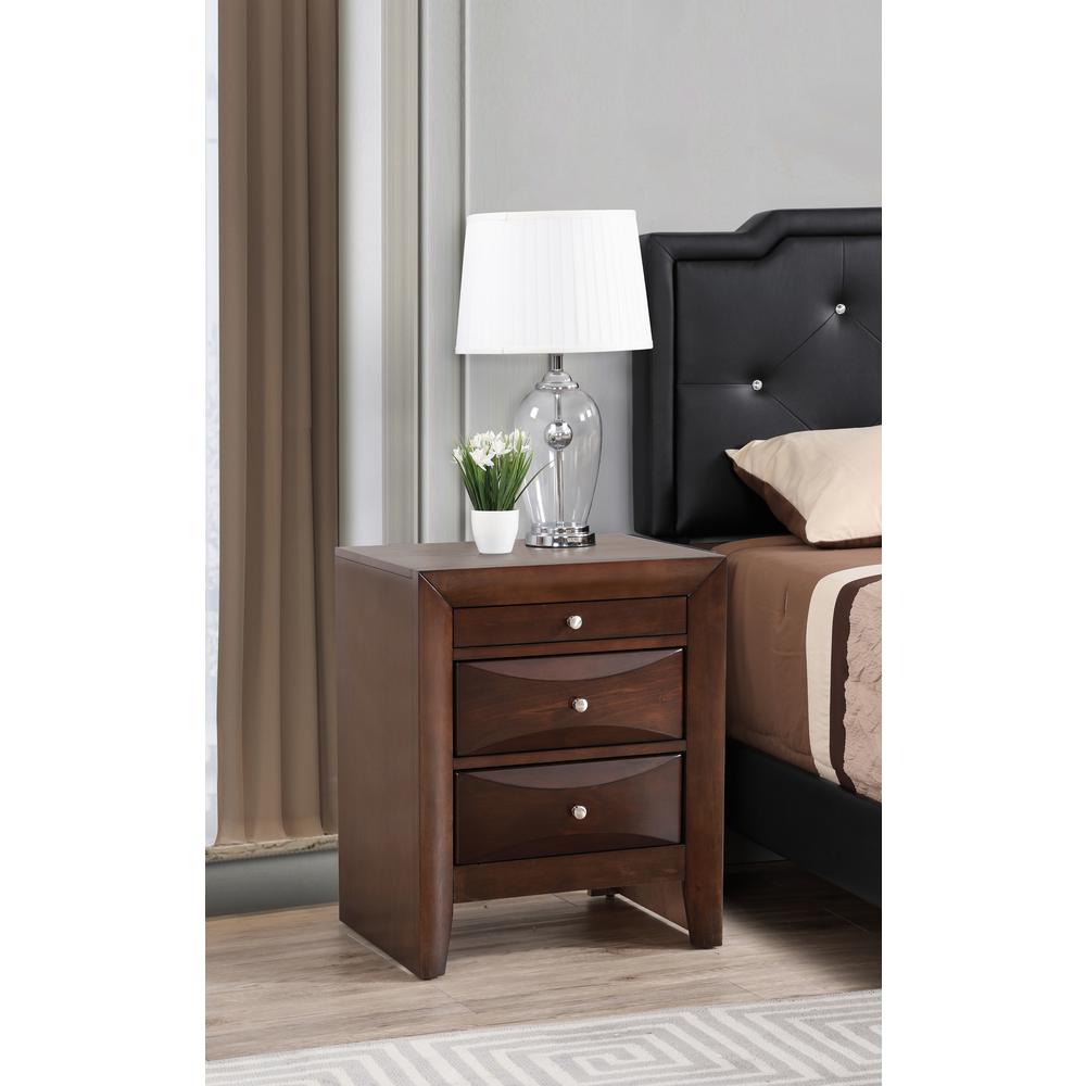 Marilla 3-Drawer Cappuccino Nightstand (28 in. H x 17 in. W x 23 in. D). Picture 5